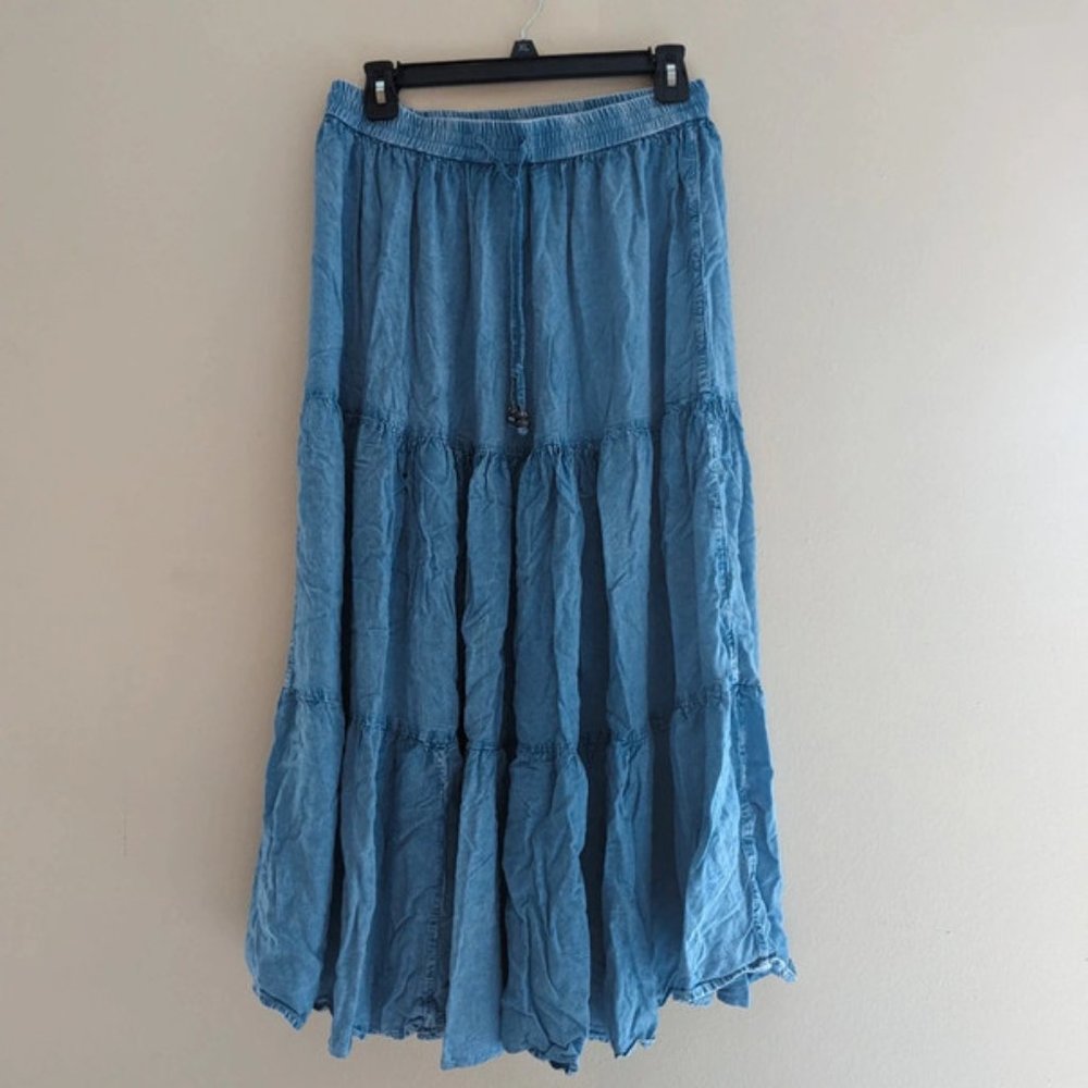 Denim Blue Midi Skirt (M) (Mile Gabrielle)